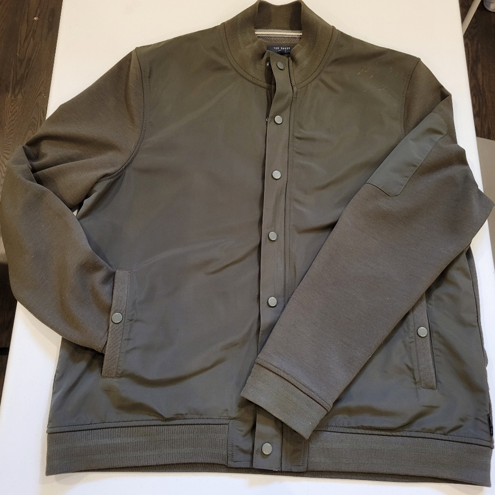 Men's Ted Baker dark green knit bomber jacket XXL